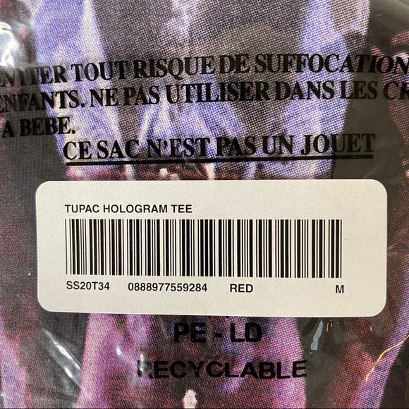 Supreme Tupac Red Shirt SS20 sz. Medium - Picture 5 of 5
